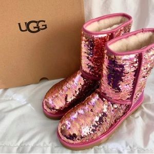 New UGG Boots pink sequin size 6